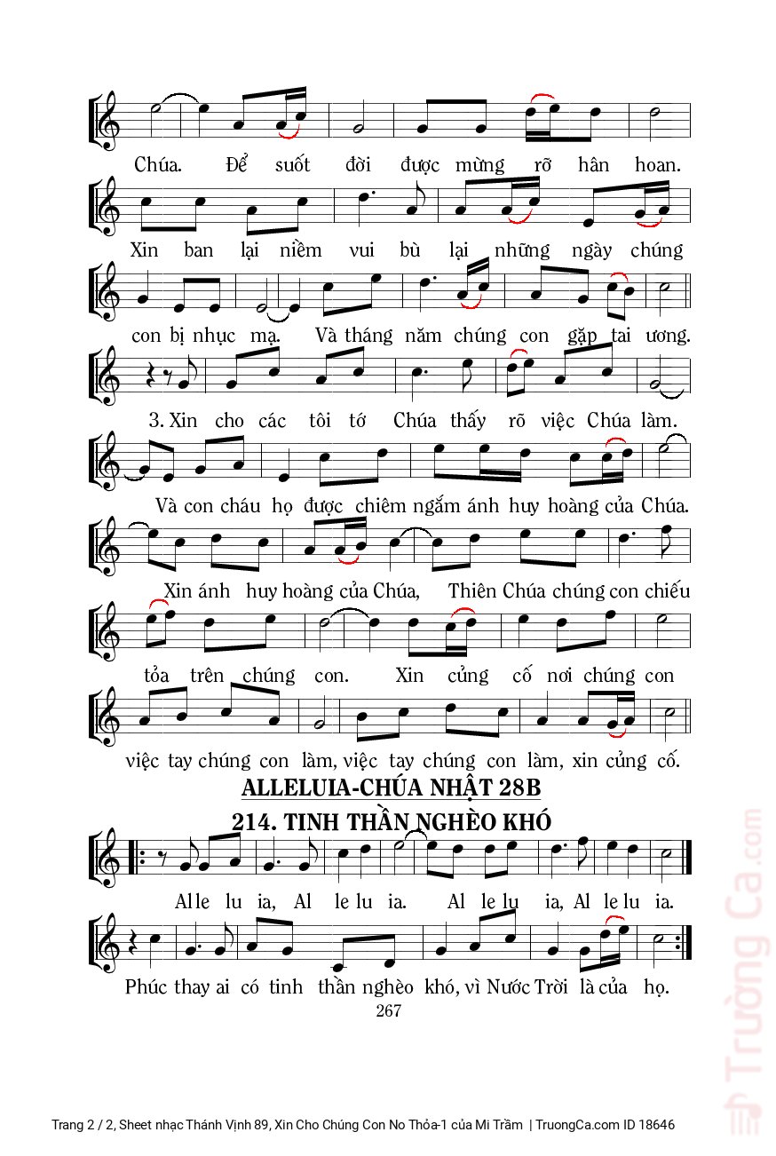 Page 2 of Sheet music PDF Thánh Vịnh 89, Xin Cho Chúng Con No Thỏa-1 - Mi Trầm