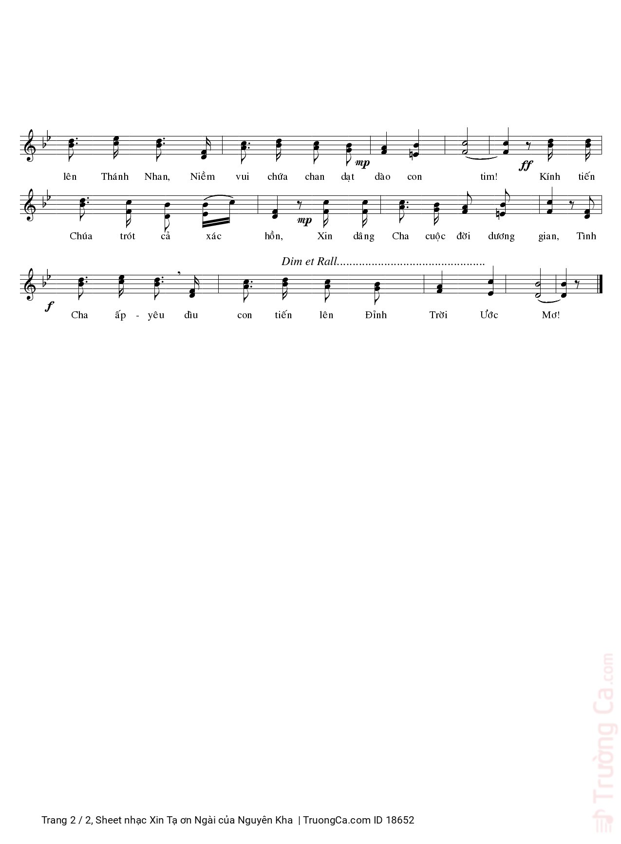 Page 2 of Sheet music PDF Xin Tạ ơn Ngài - Nguyên Kha