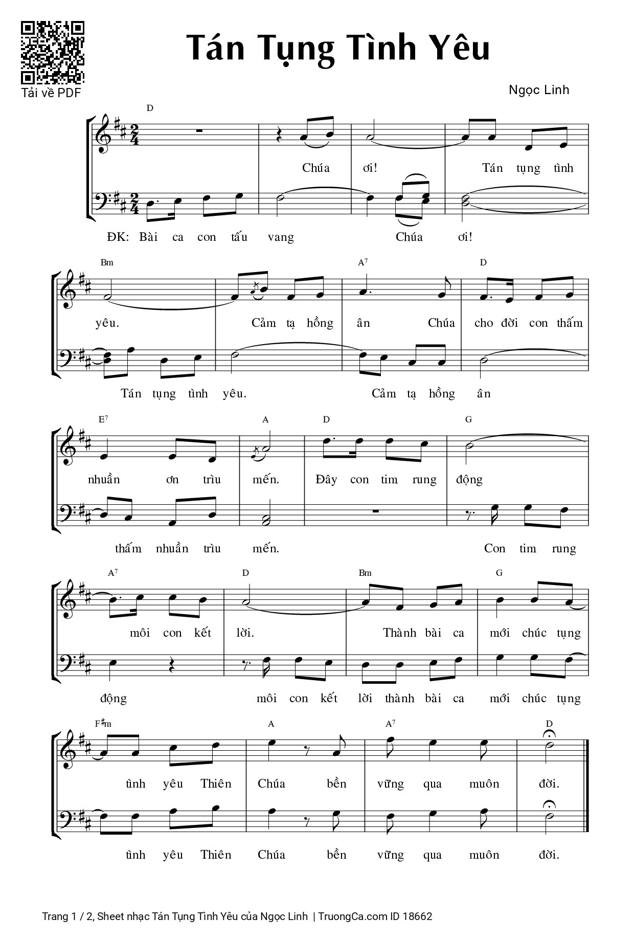 Sheet PDF of Tán Tụng Tình Yêu