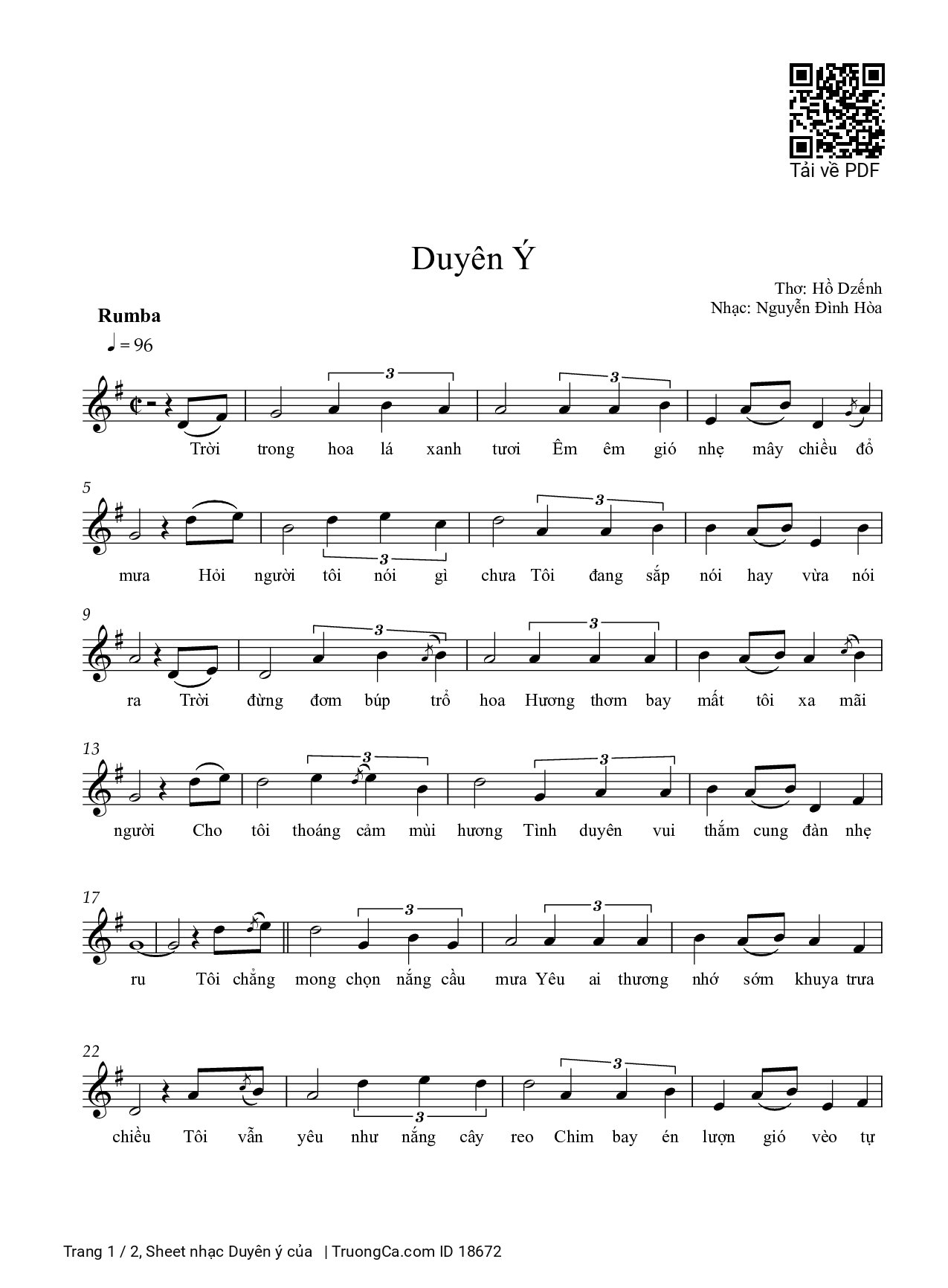 Page 1 of Sheet music PDF Duyên ý - 