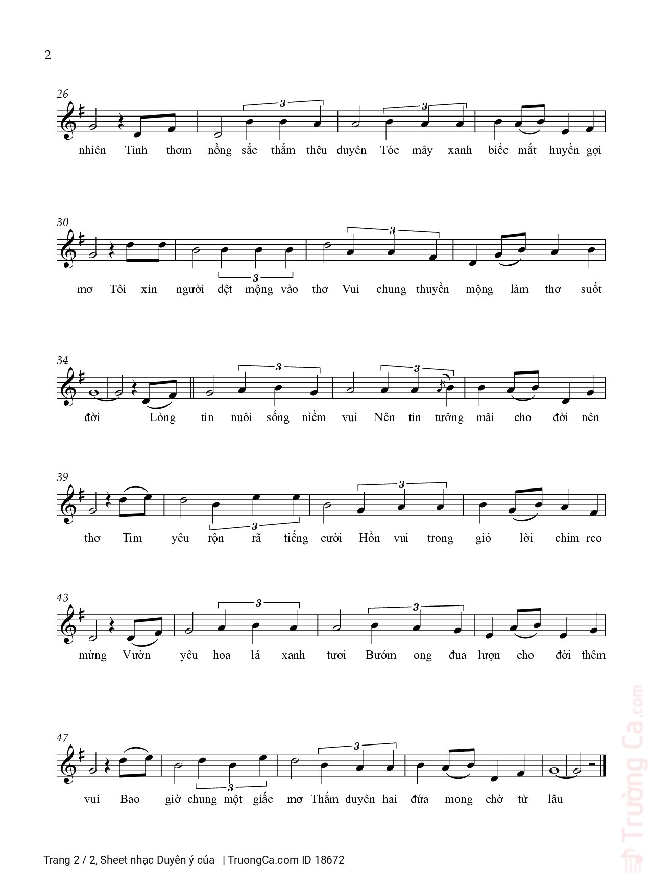Page 2 of Sheet music PDF Duyên ý - 