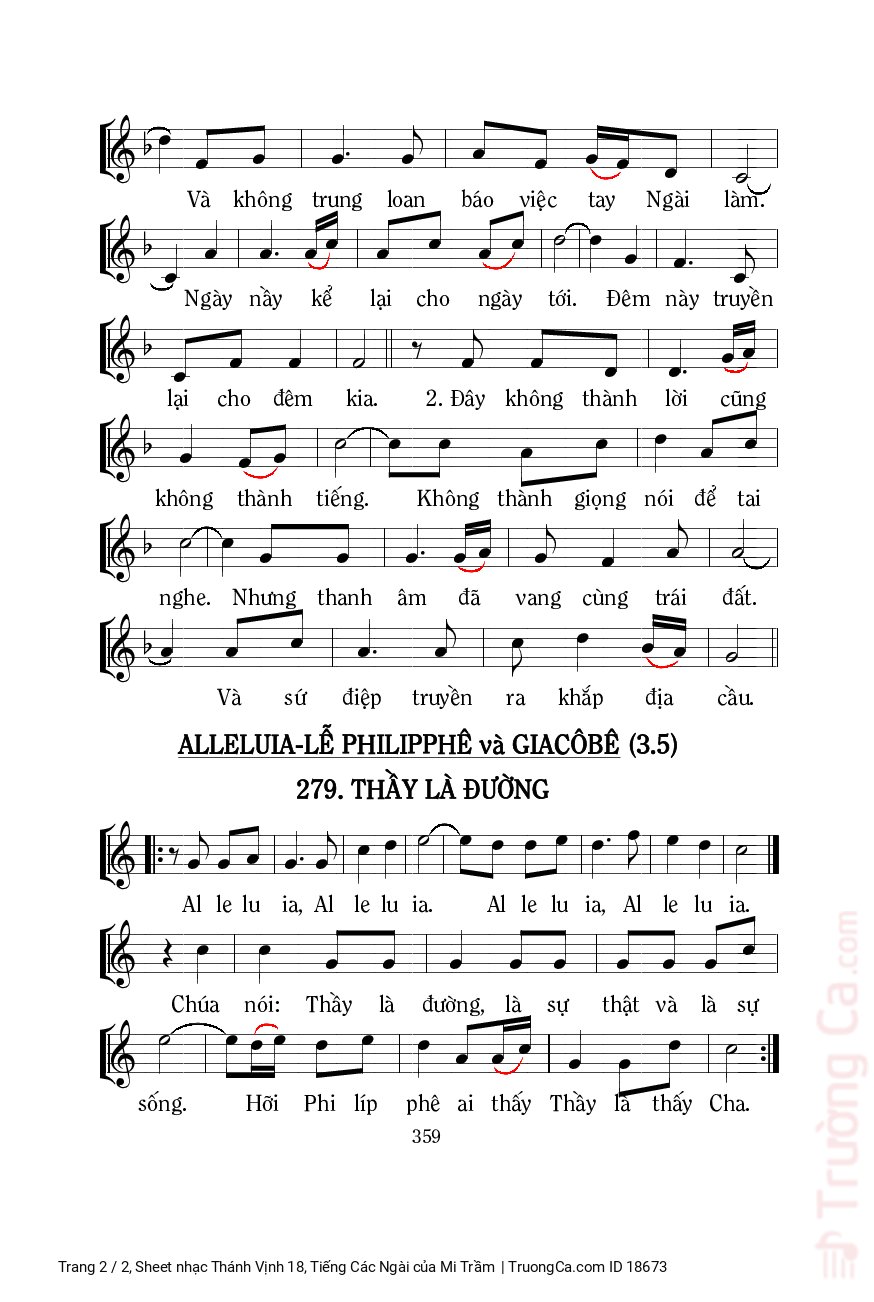 Page 2 of Sheet music PDF Thánh Vịnh 18, Tiếng Các Ngài - Mi Trầm
