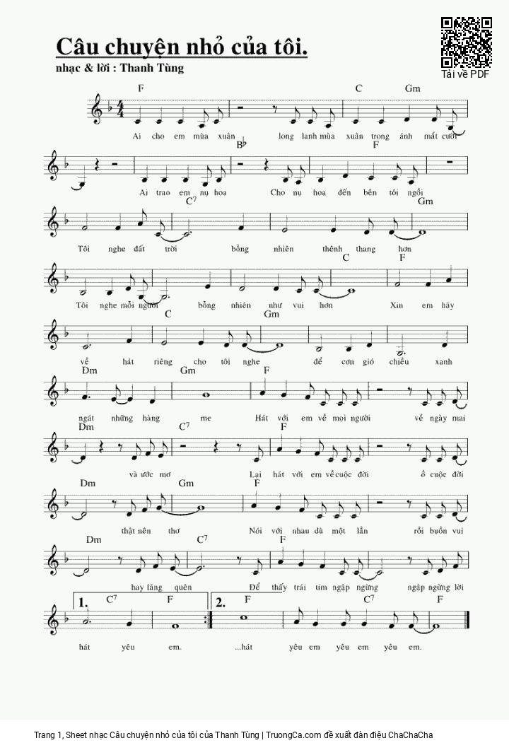Sheet PDF of Câu chuyện nhỏ của tôi