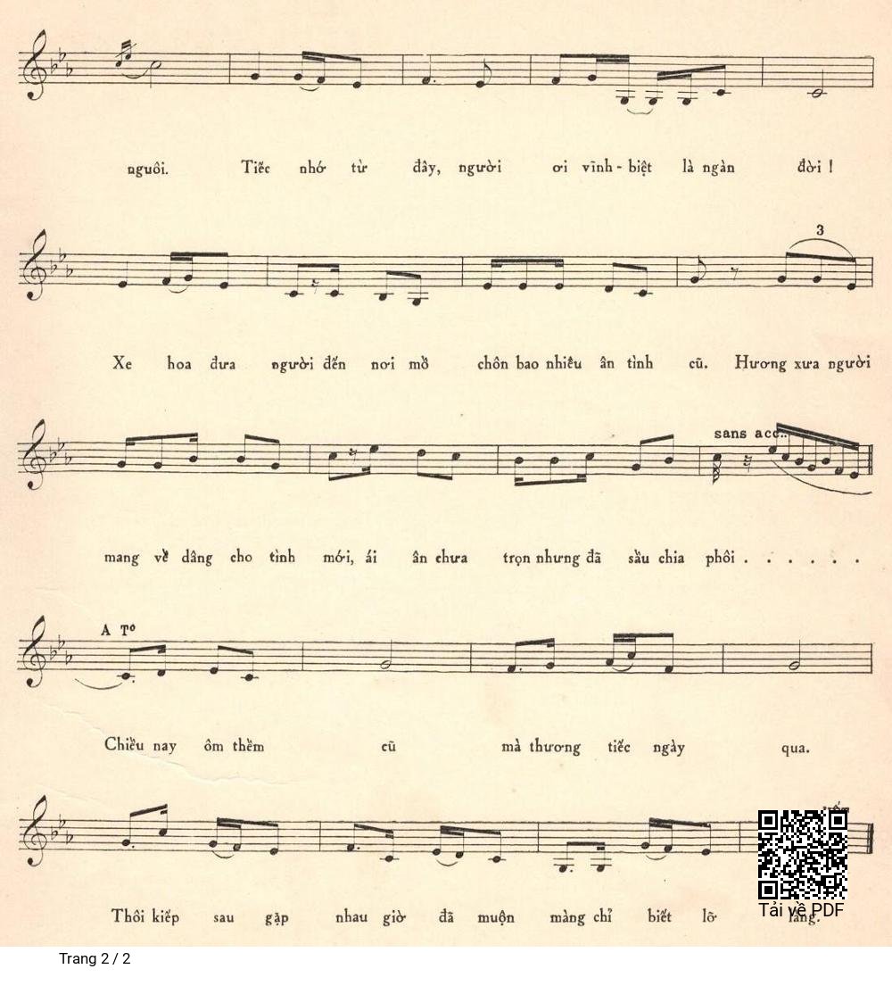 Page 2 of Sheet music PDF Vĩnh biệt người tình - Lam Phương