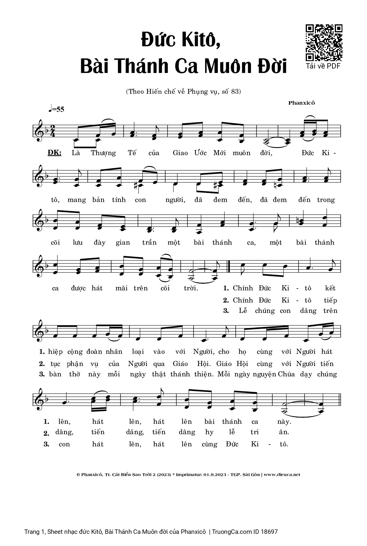 Sheet PDF of đức Kitô, Bài Thánh Ca Muôn đời