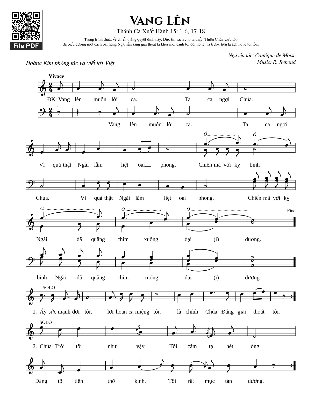 Sheet PDF of Vang lên - Lm. Hoàng Kim