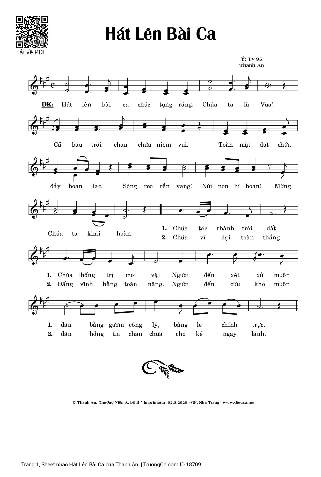 Page 1 of Sheet music PDF Hát Lên Bài Ca - Thanh An