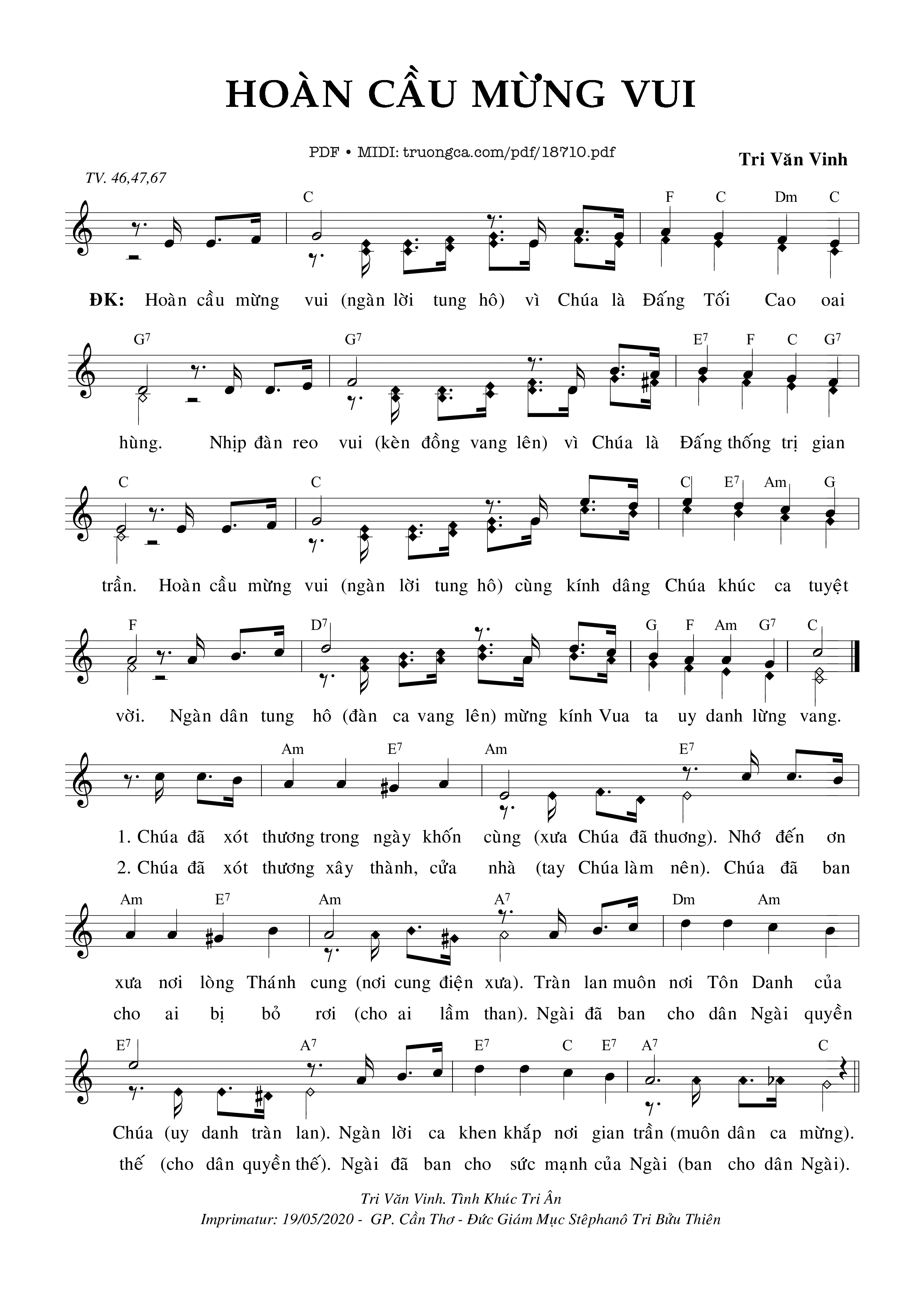 Sheet PDF of Hoàn Cầu Mừng Vui