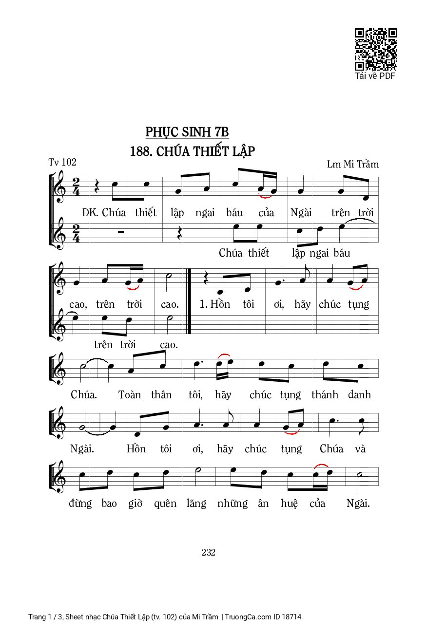 Sheet PDF of Chúa Thiết Lập (tv. 102)