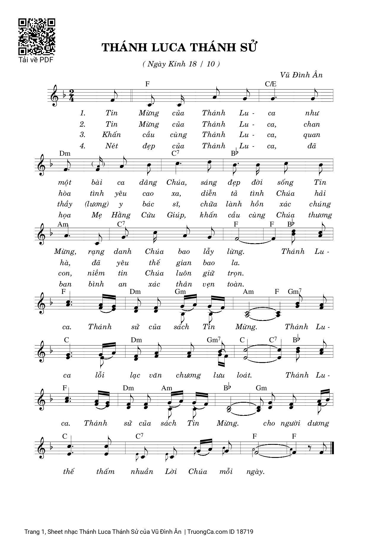 Sheet PDF of Thánh Luca Thánh Sử