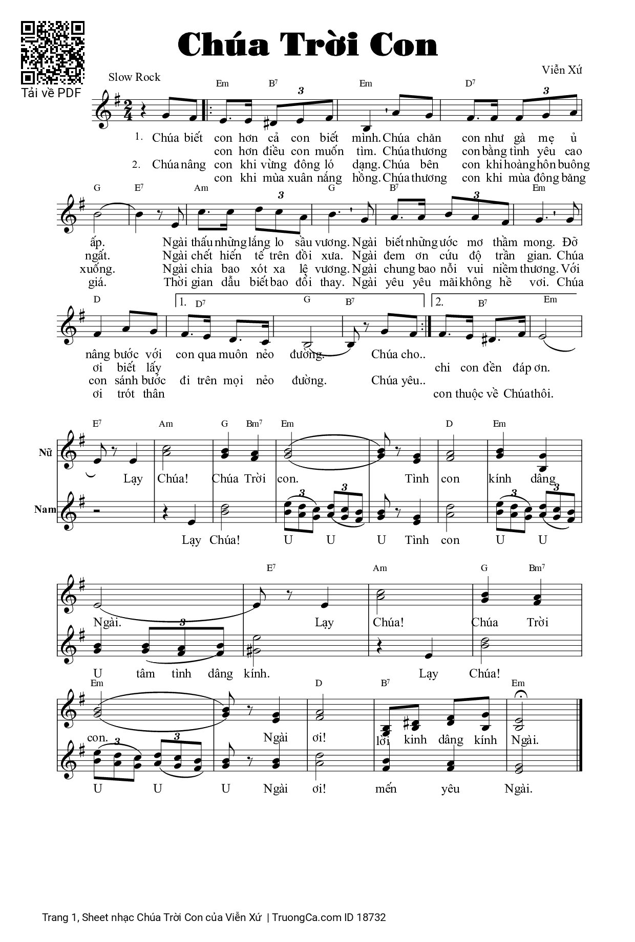 Sheet PDF of Chúa Trời Con