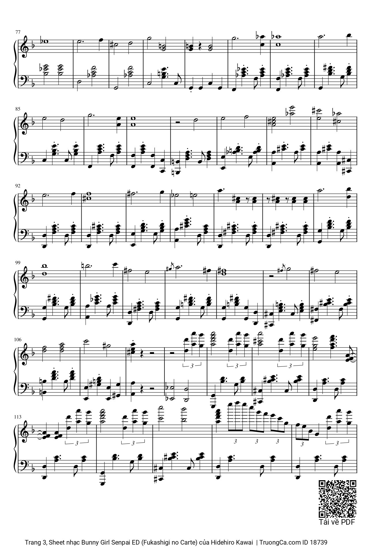 Page 3 of Sheet music PDF Bunny Girl Senpai ED (Fukashigi no Carte) sheet Piano - Hidehiro Kawai