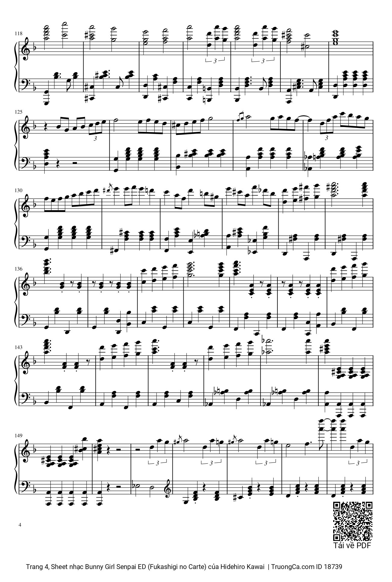 Page 4 of Sheet music PDF Bunny Girl Senpai ED (Fukashigi no Carte) sheet Piano - Hidehiro Kawai