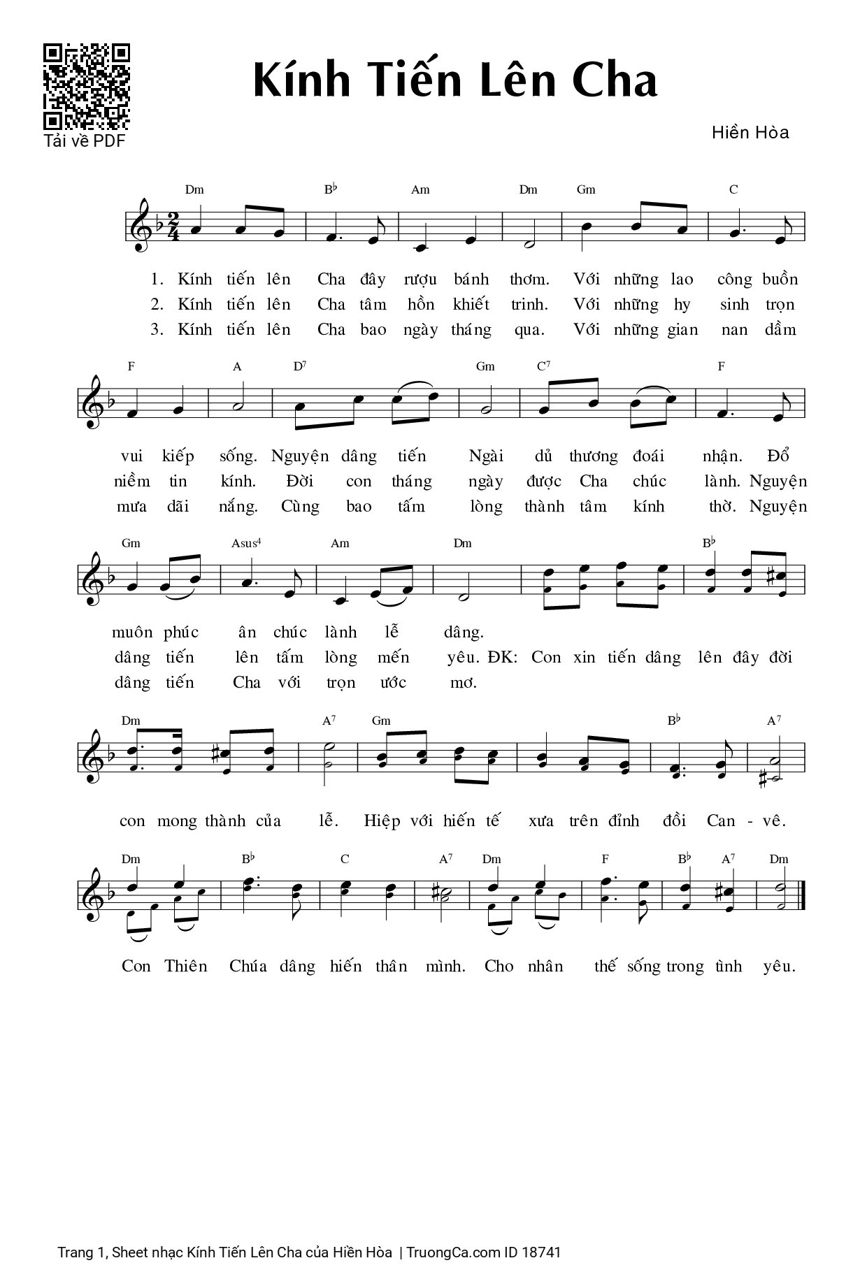 Sheet PDF of Kính Tiến Lên Cha