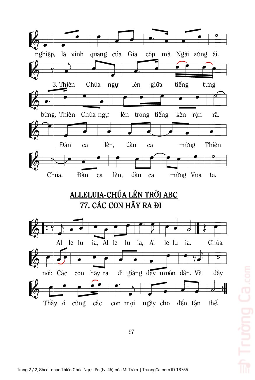 Page 2 of Sheet music PDF Thiên Chúa Ngự Lên (tv. 46) - Mi Trầm