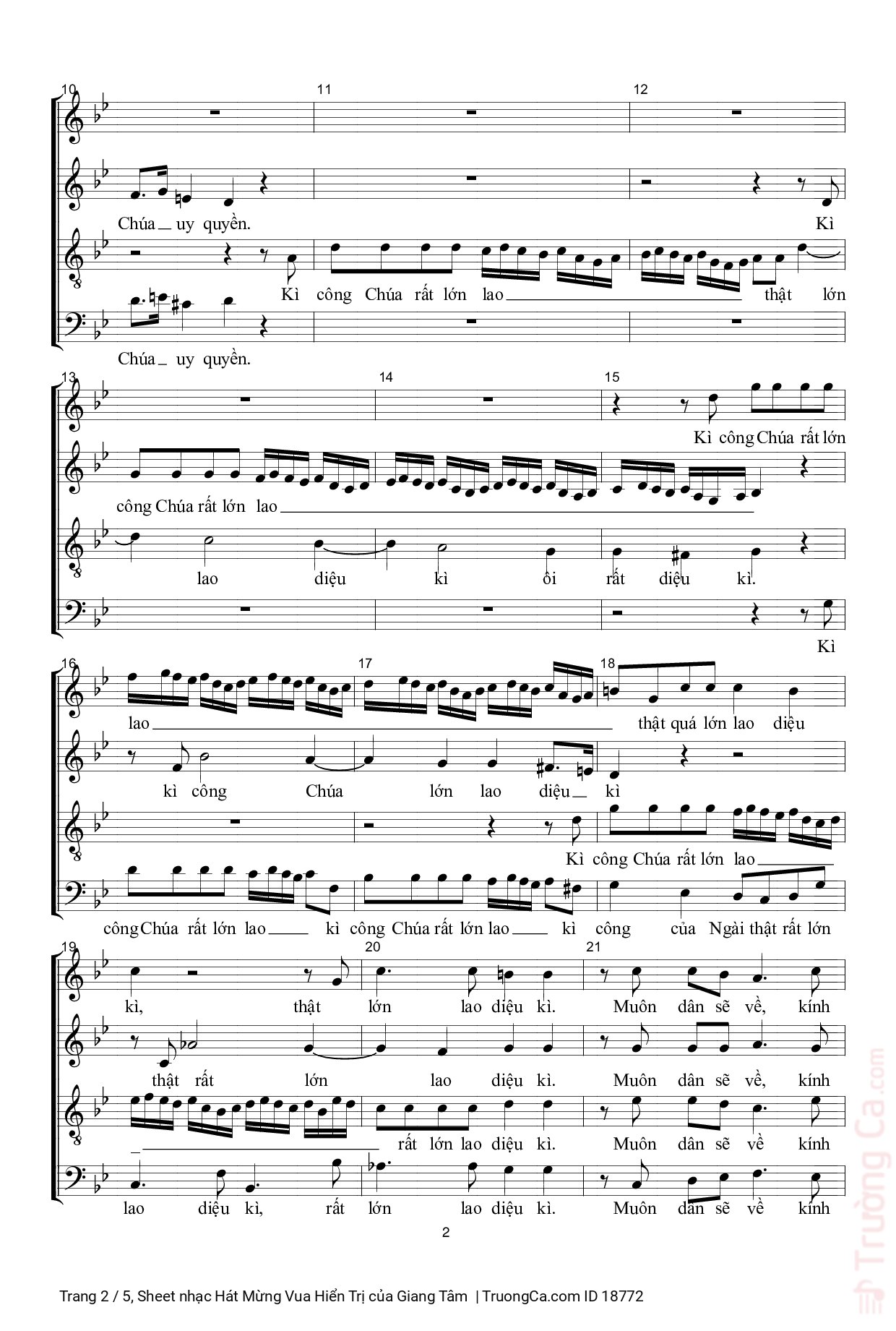 Page 2 of Sheet music PDF Hát Mừng Vua Hiển Trị - Giang Tâm