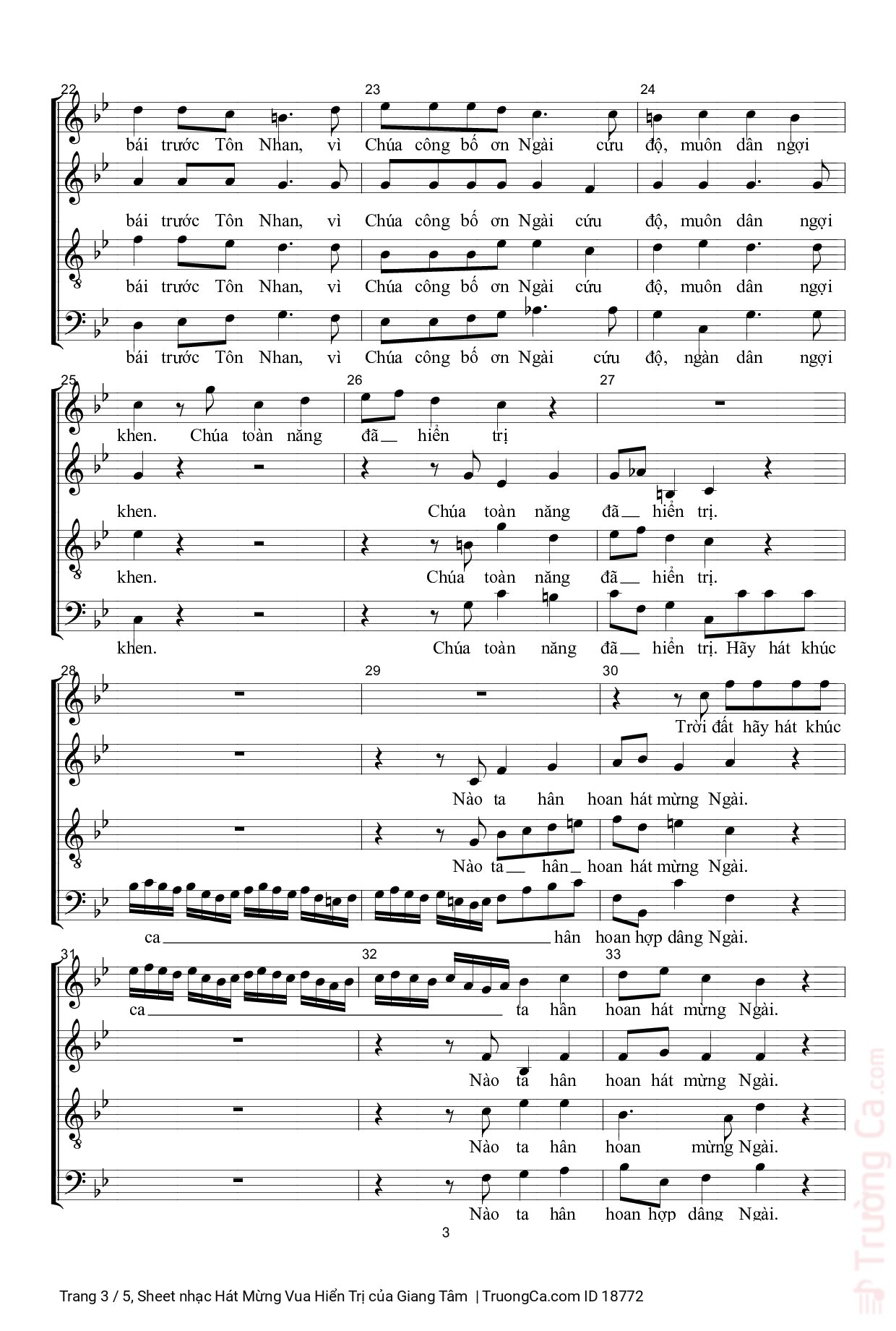Page 3 of Sheet music PDF Hát Mừng Vua Hiển Trị - Giang Tâm