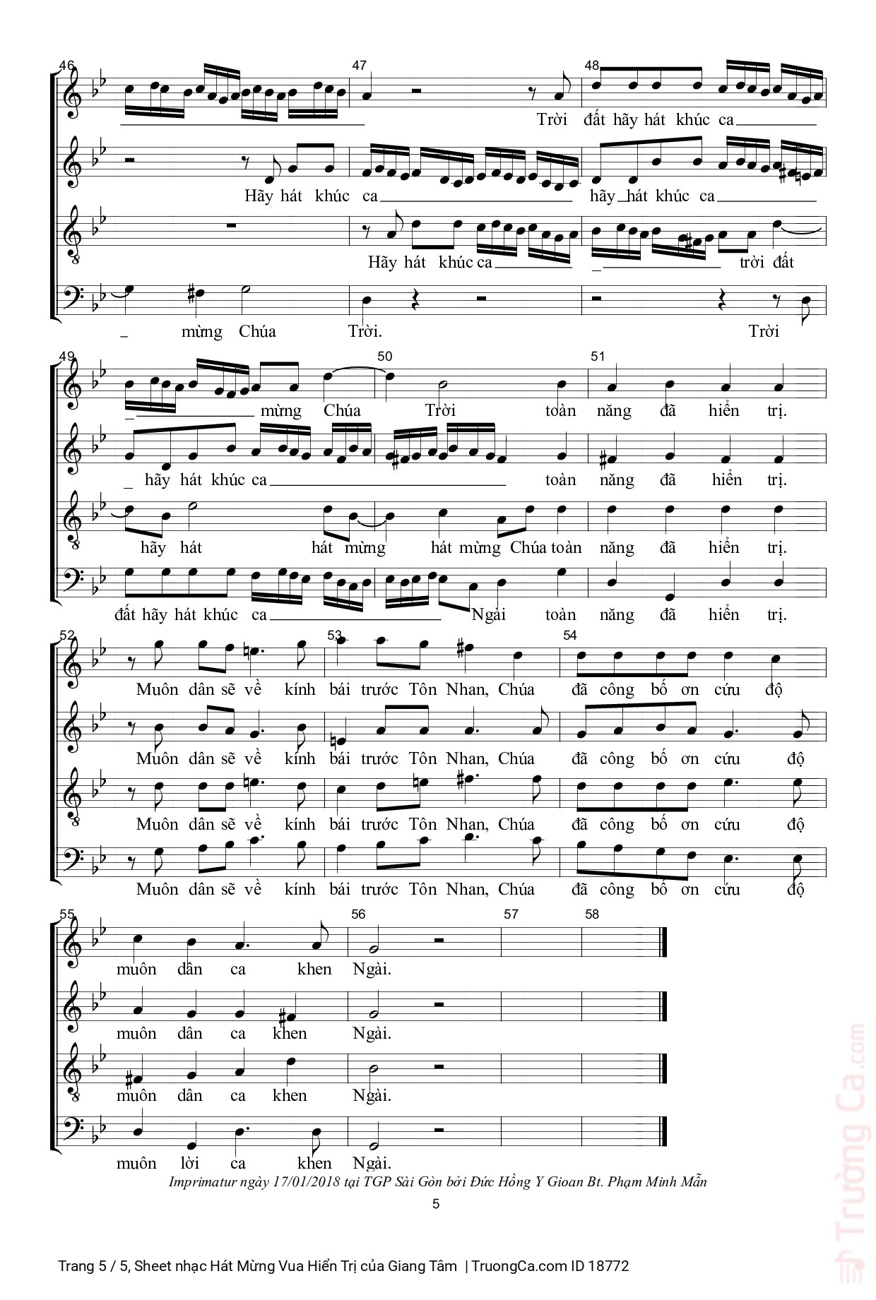 Page 5 of Sheet music PDF Hát Mừng Vua Hiển Trị - Giang Tâm