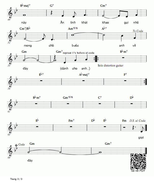 Page 3 of Sheet music PDF Đợi Bước Anh Về - Trịnh Nam Sơn