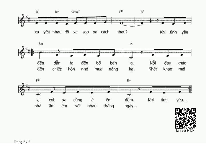 Page 2 of Sheet music PDF Ôi Tình Yêu - Trần Minh Phi