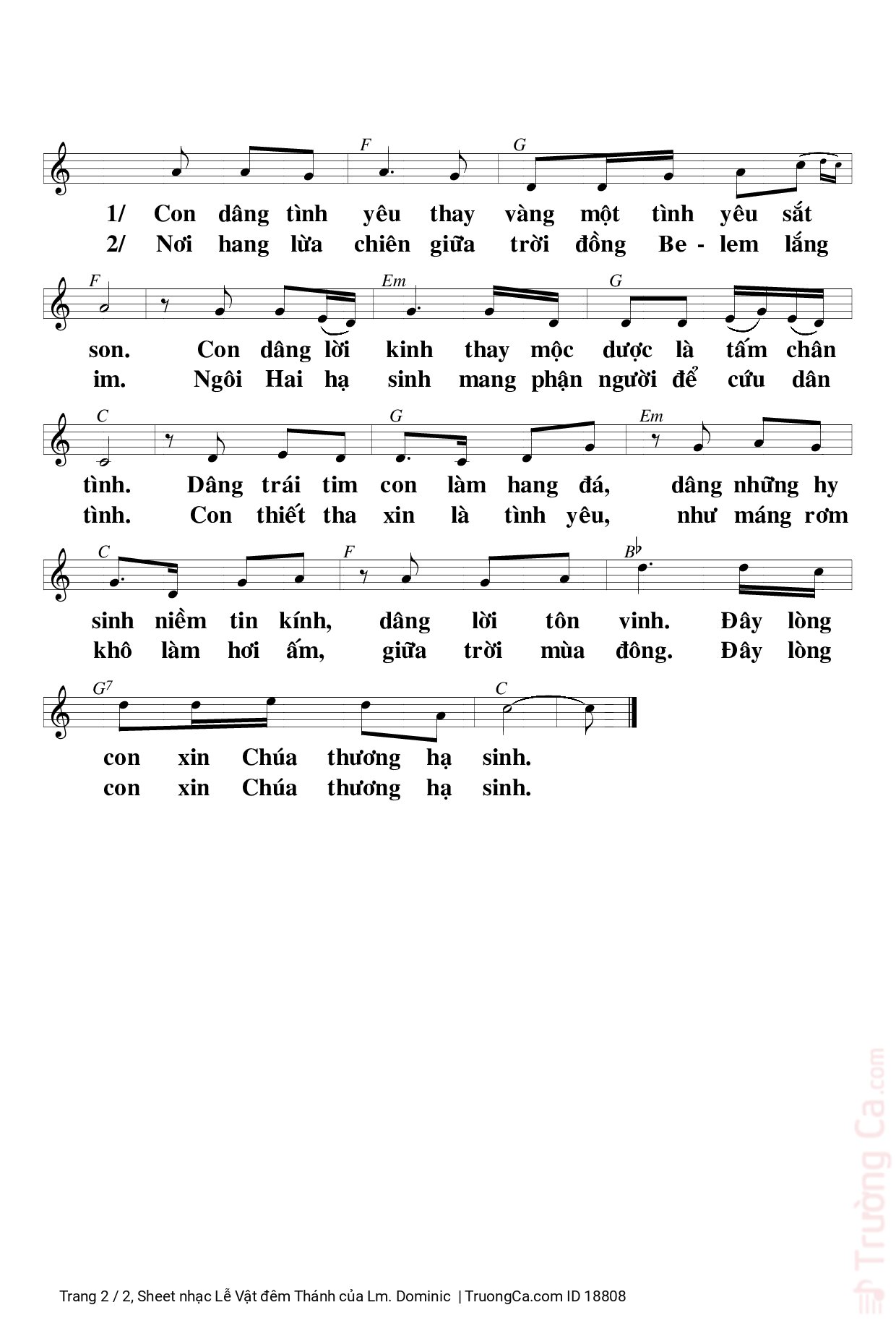 Page 2 of Sheet music PDF Lễ Vật đêm Thánh - Lm. Dominic