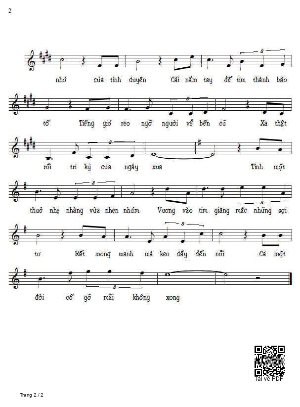 Page 2 of Sheet music PDF Bến nhớ - Hà Lan Phương