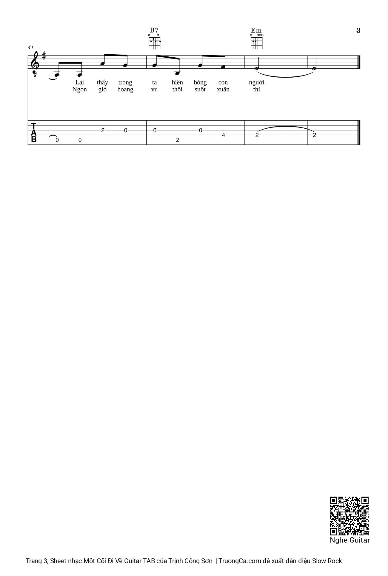 Page 3 of Sheet music PDF Một Cõi Đi Về Guitar TAB - Trịnh Công Sơn