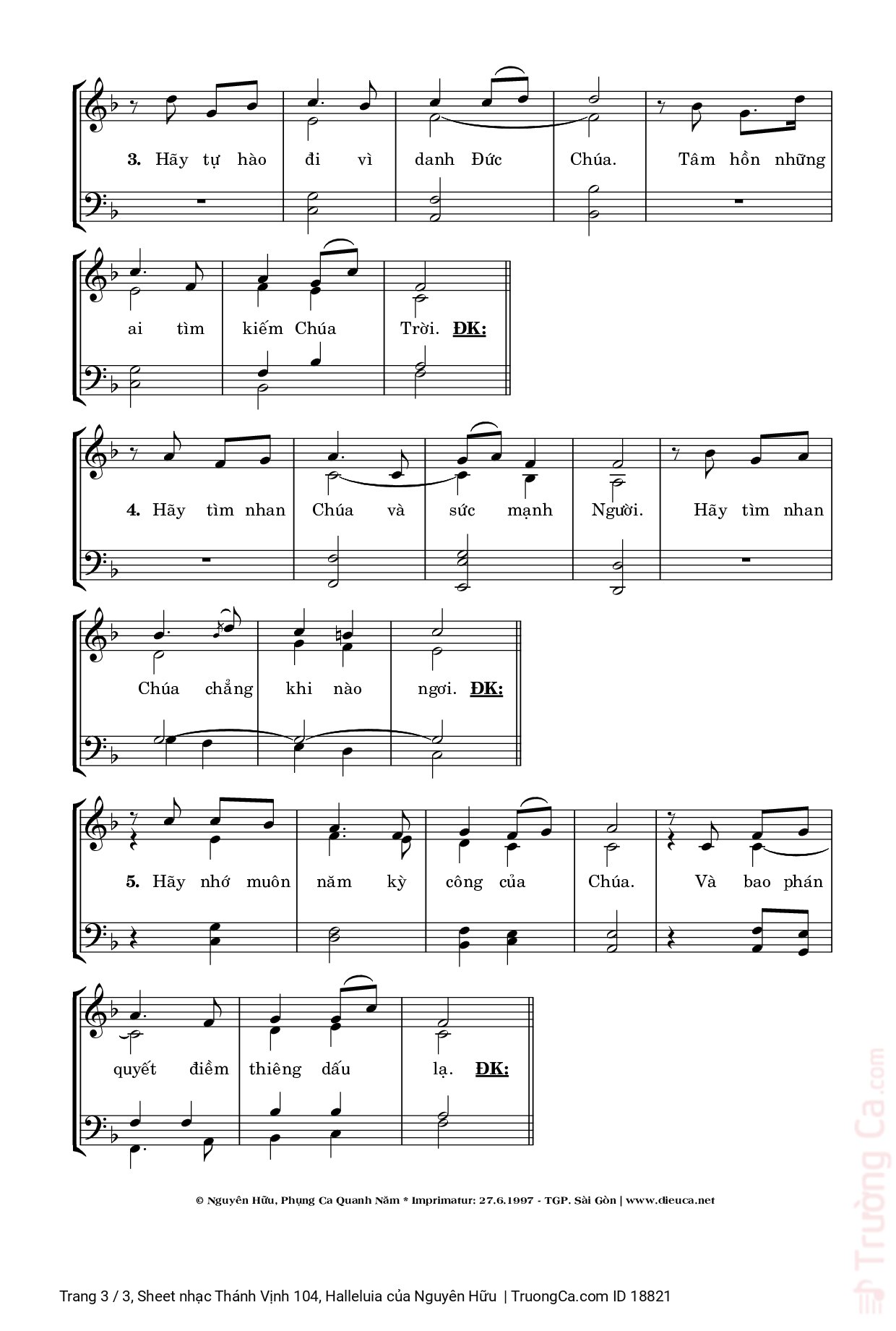 Page 3 of Sheet music PDF Thánh Vịnh 104, Halleluia - Nguyên Hữu