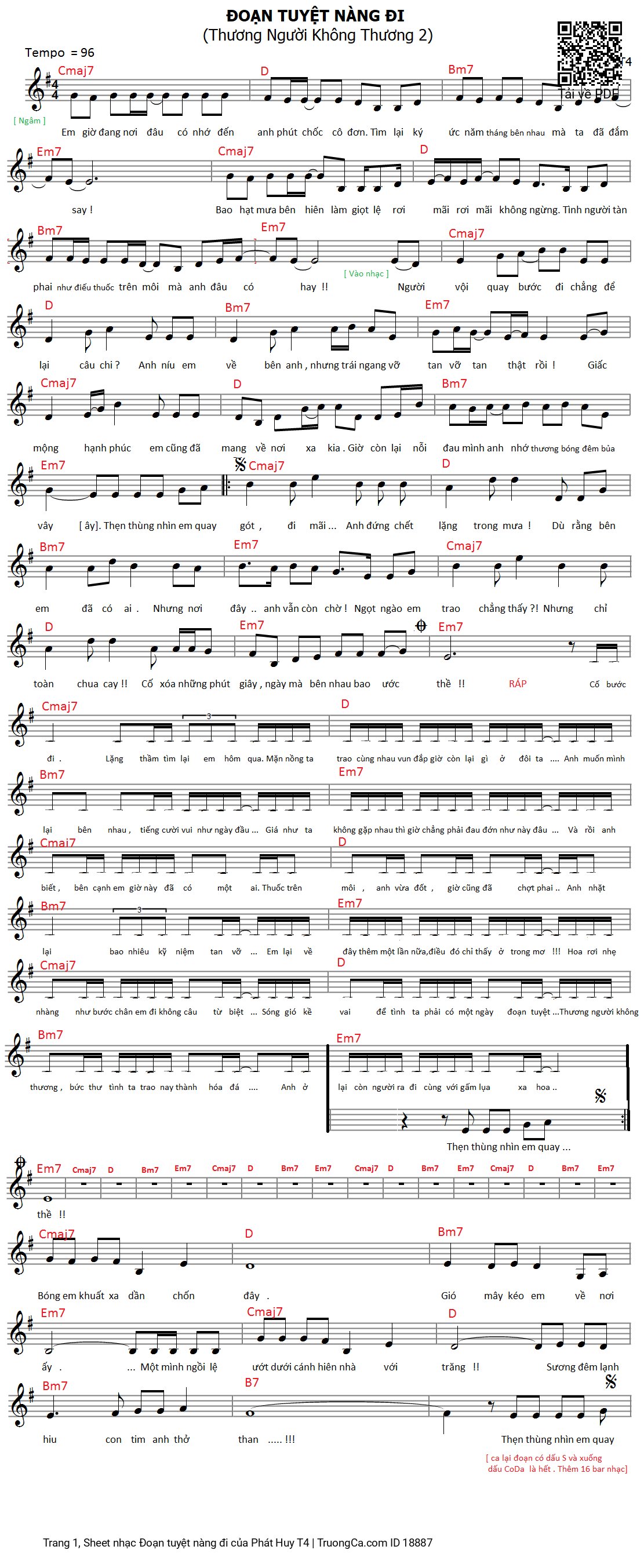 Sheet PDF of Đoạn tuyệt nàng đi