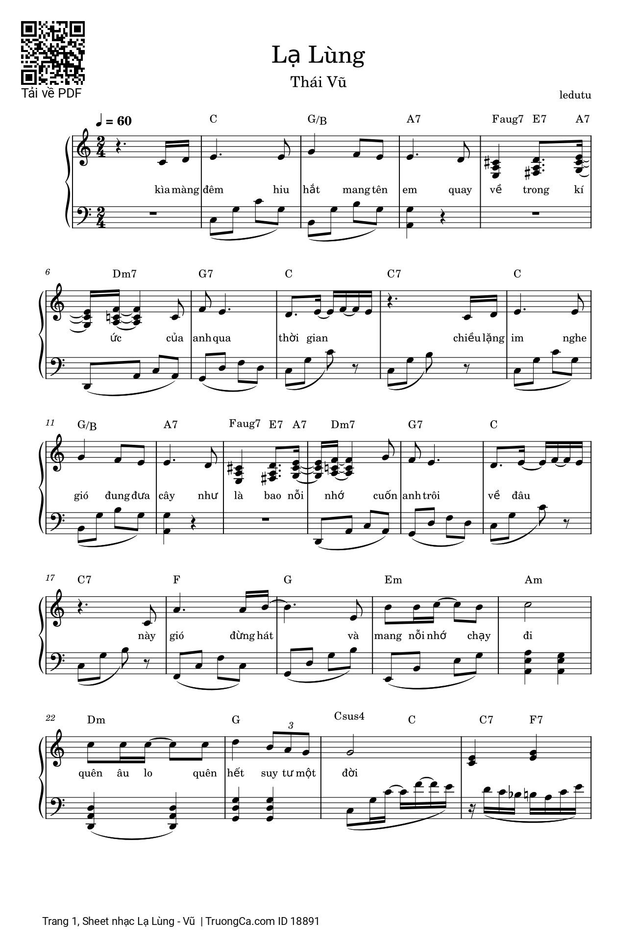 Sheet PDF of Lạ Lùng sheet Piano solo kèm lời