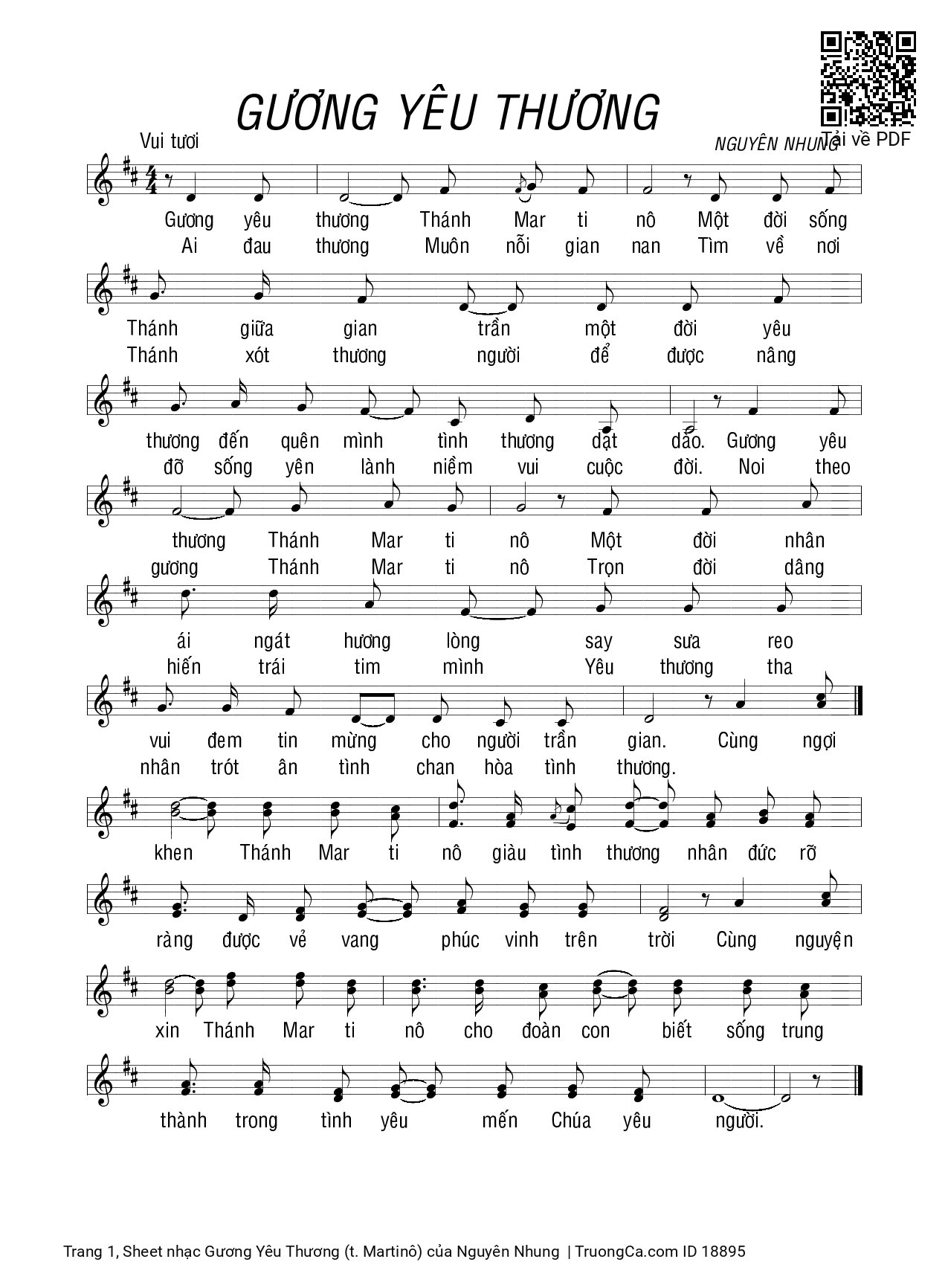 Page 1 of Sheet music PDF Gương Yêu Thương (t. Martinô) - Nguyên Nhung