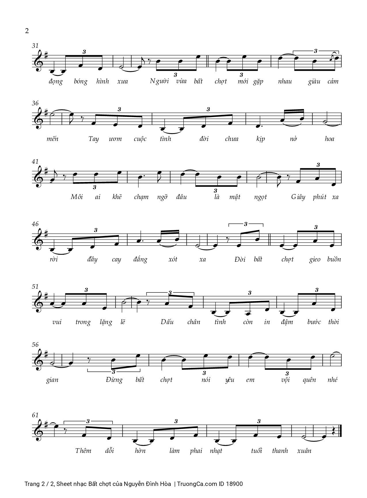 Page 2 of Sheet music PDF Bất chợt - Nguyễn Đình Hòa
