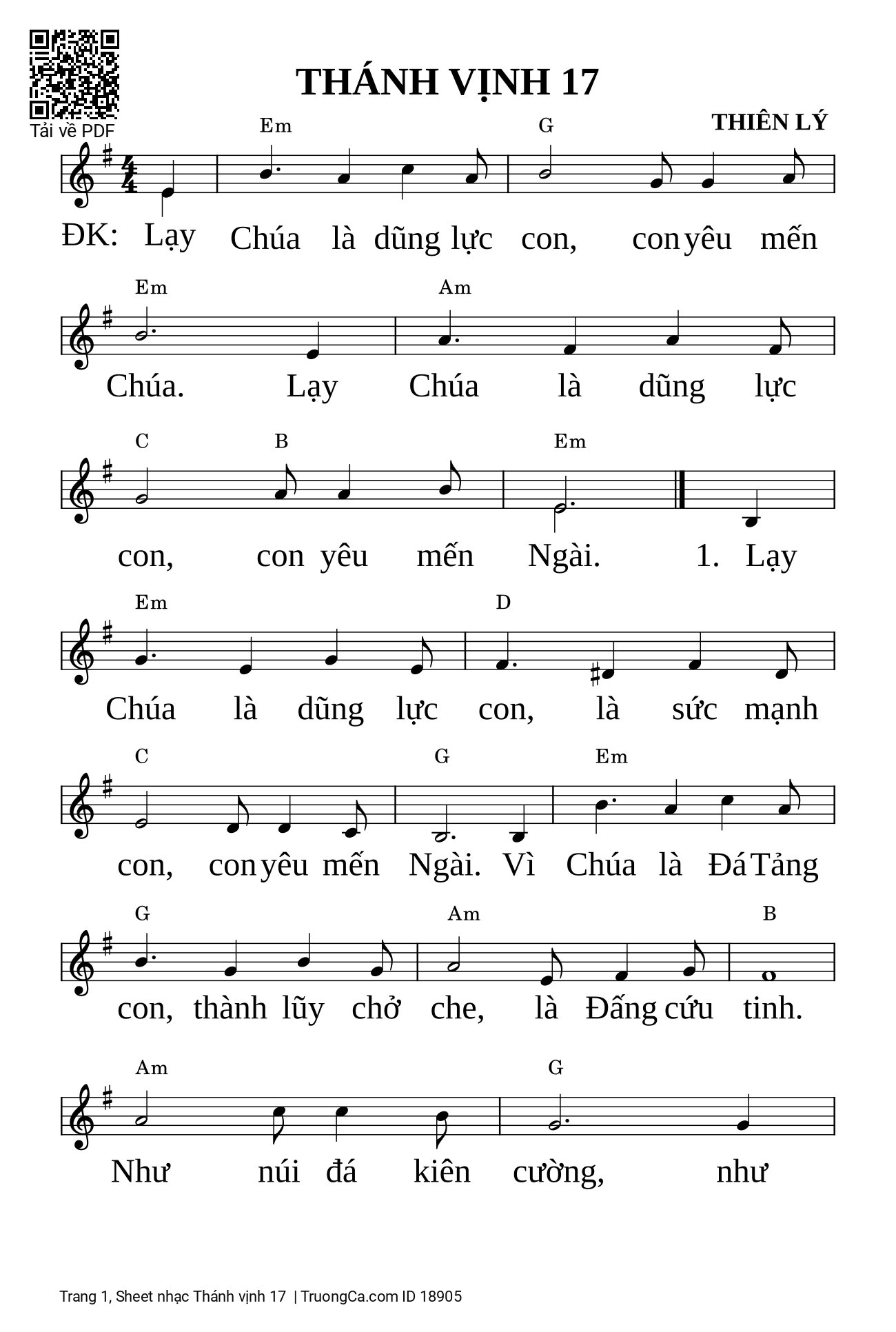 Page 1 of Sheet music PDF Thánh vịnh 17 - Thiên Lý