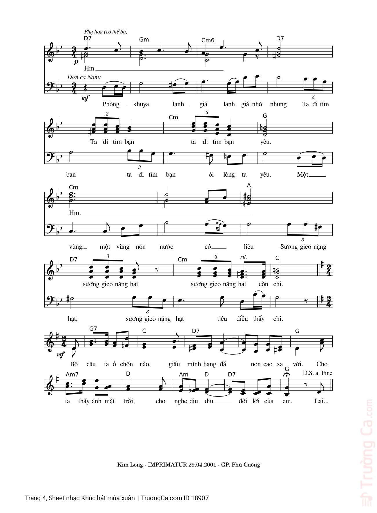 Page 4 of Sheet music PDF Khúc hát mùa xuân - LM. Kim Long