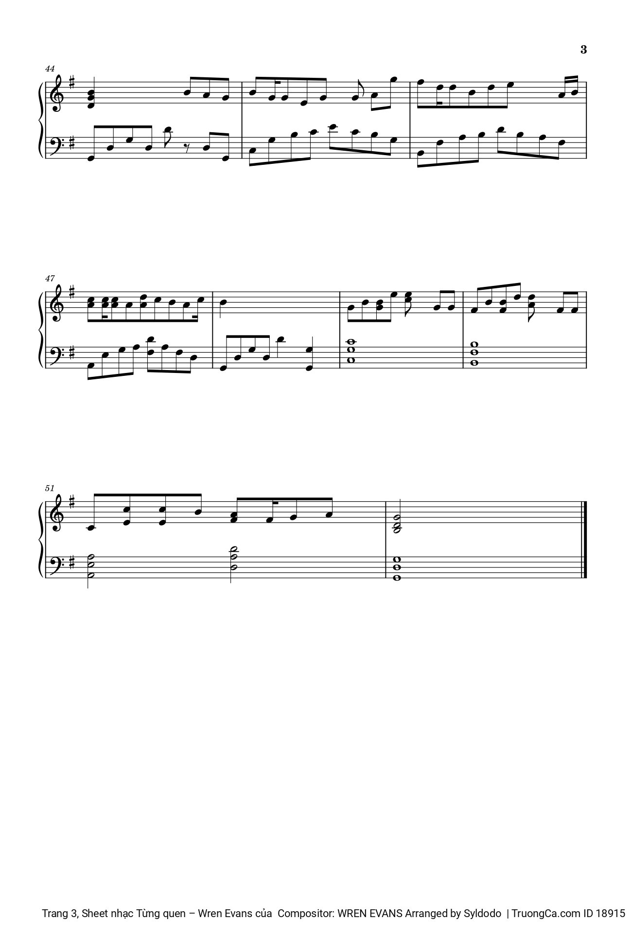 Page 3 of Sheet music PDF Từng quen Piano - Wren Evans