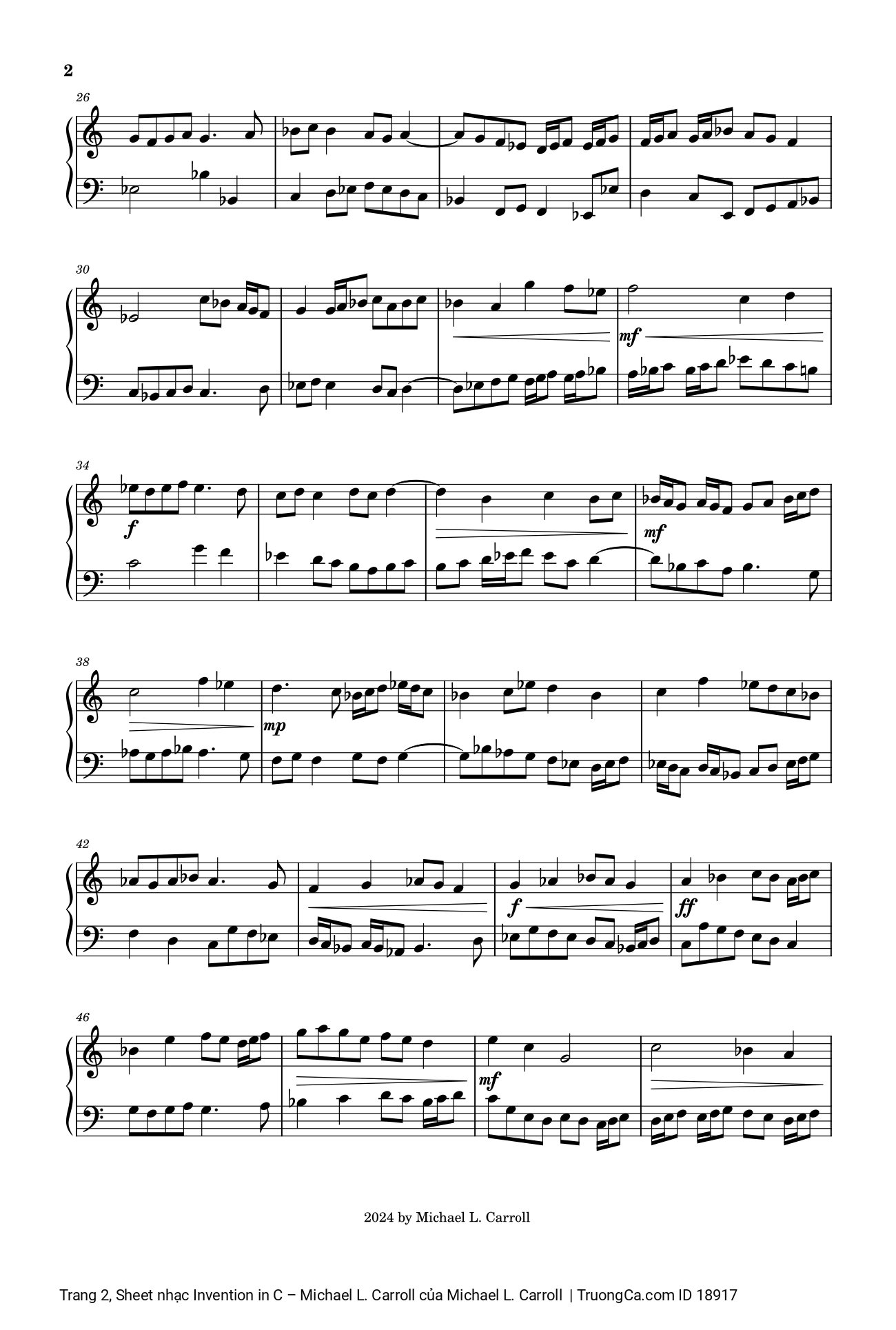 Page 2 of Sheet music PDF Invention in C – Michael L. Carroll - Michael L. Carroll