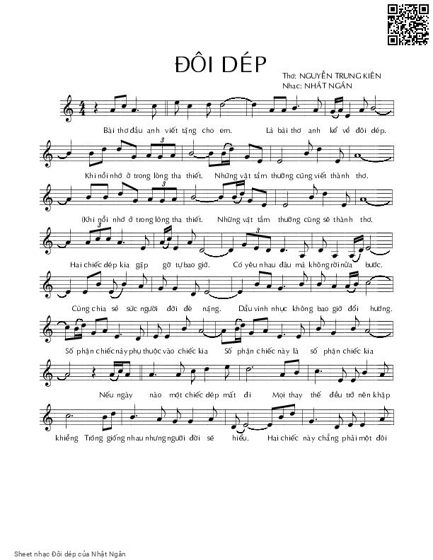 Sheet PDF of Đôi dép - Nhật Ngân