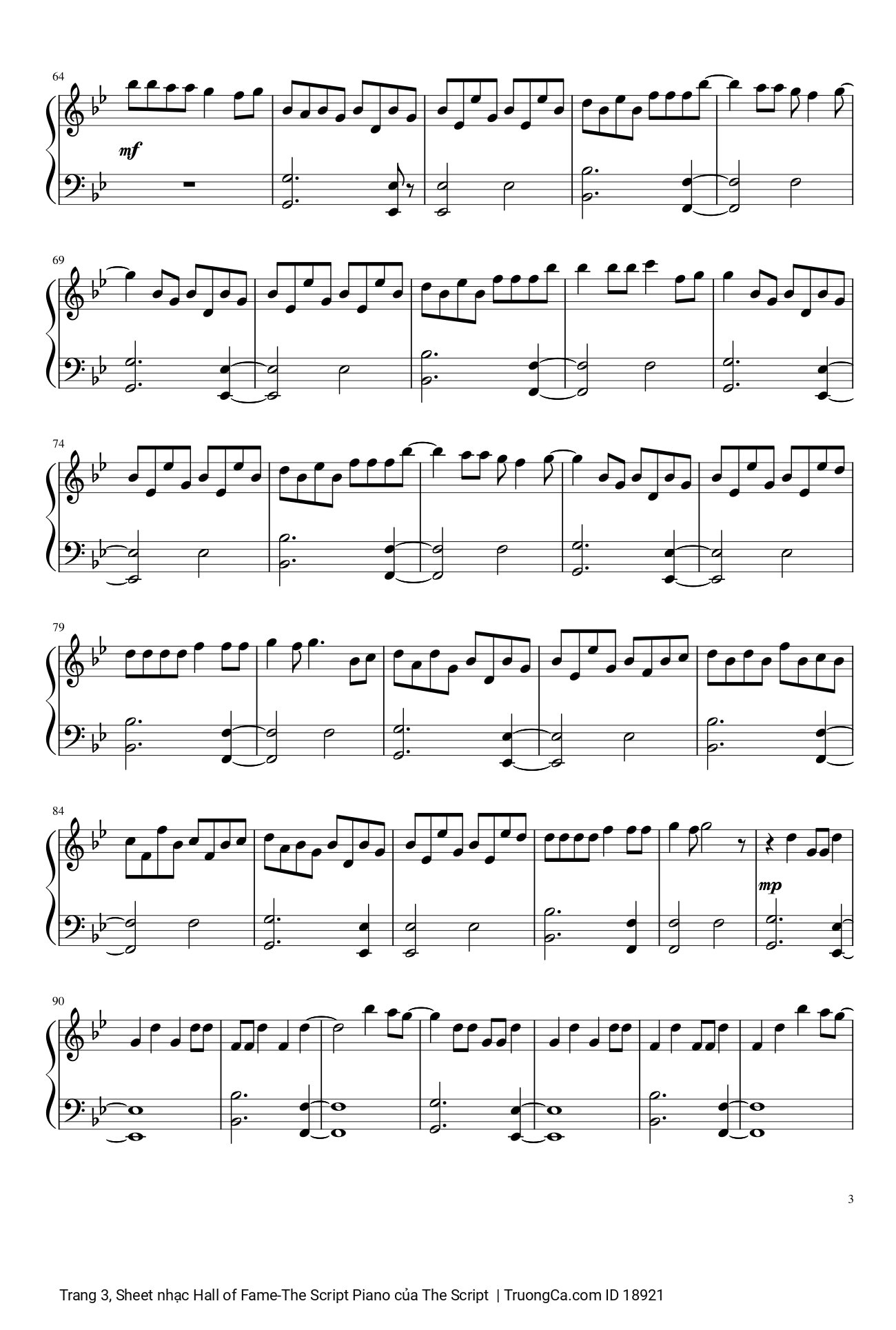 Page 3 of Sheet music PDF Hall of Fame -The Script Piano - The Script