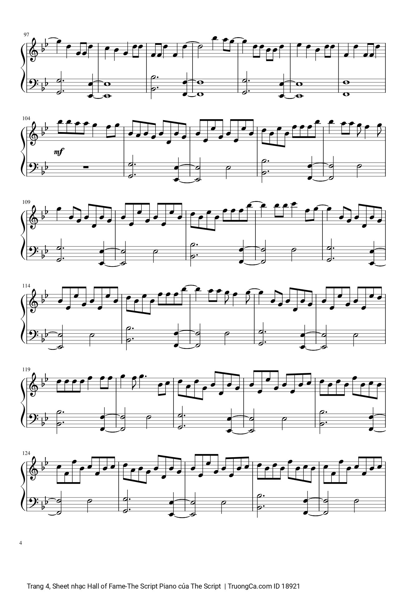 Page 4 of Sheet music PDF Hall of Fame -The Script Piano - The Script