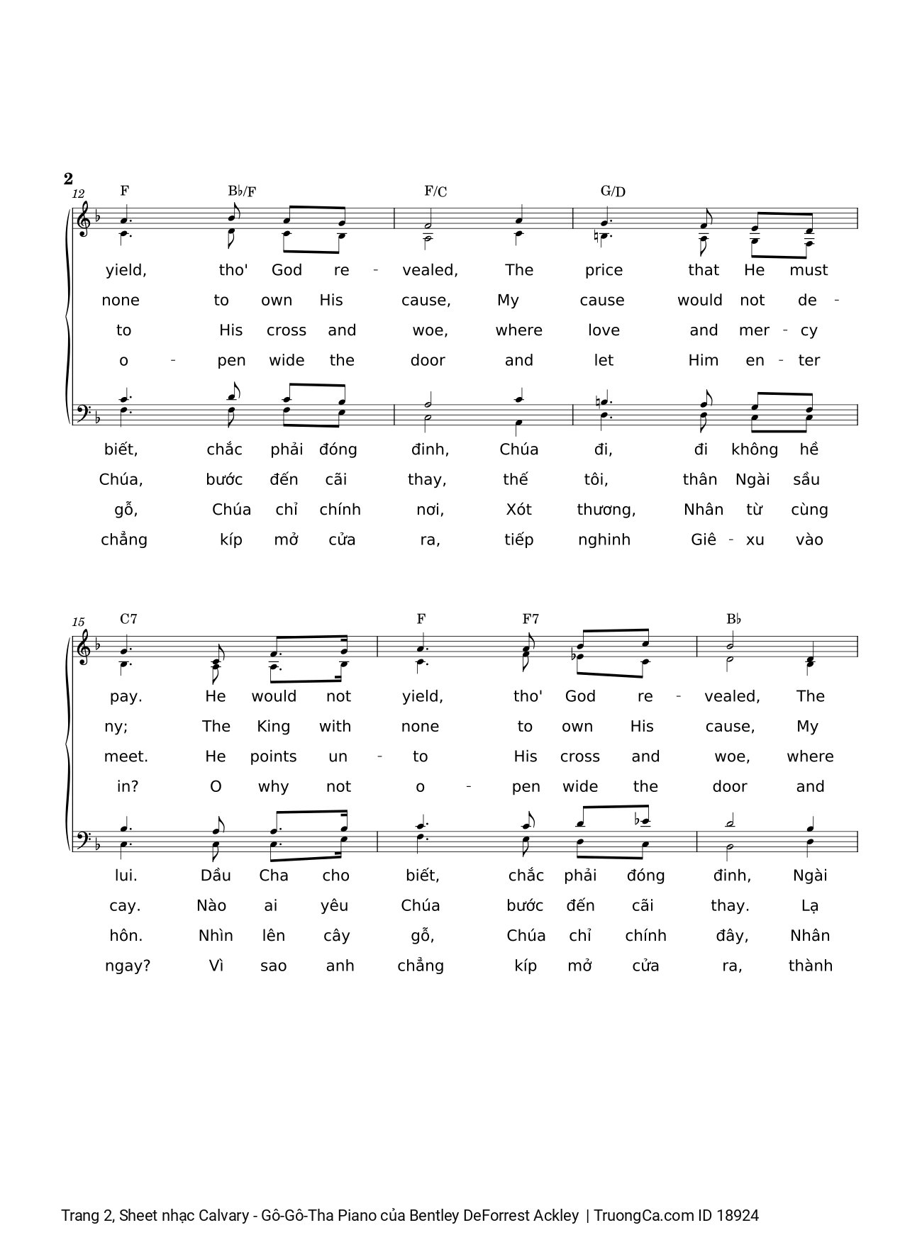 Page 2 of Sheet music PDF Calvary - Gô-Gô-Tha Piano - Bentley DeForrest Ackley