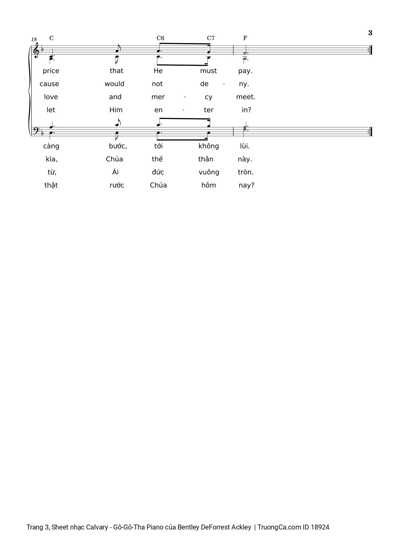 Page 3 of Sheet music PDF Calvary - Gô-Gô-Tha Piano - Bentley DeForrest Ackley