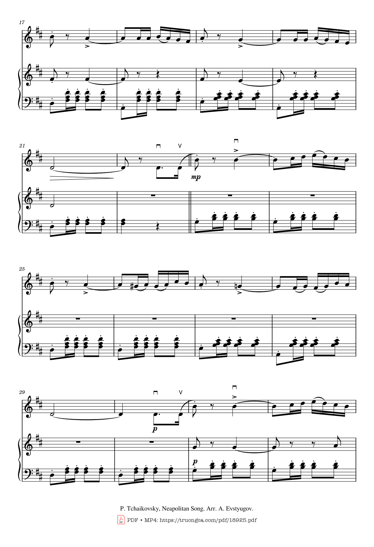 Page 2 of Sheet music PDF Neapoletan Song Violin Piano - Pyotr Ilyich Tchaikovsky