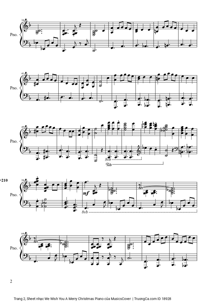 Page 2 of Sheet music PDF We Wish You A Merry Christmas Piano sheet - MusicsCover