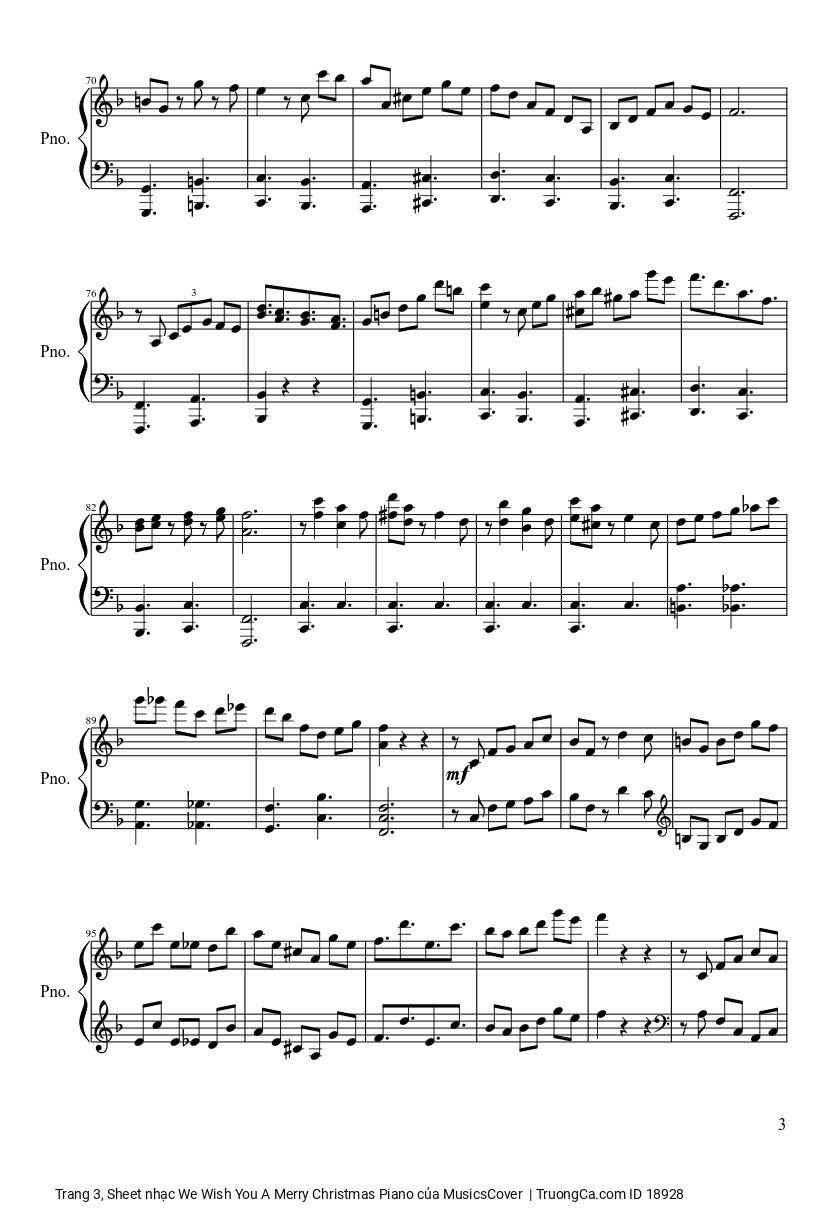 Page 3 of Sheet music PDF We Wish You A Merry Christmas Piano sheet - MusicsCover