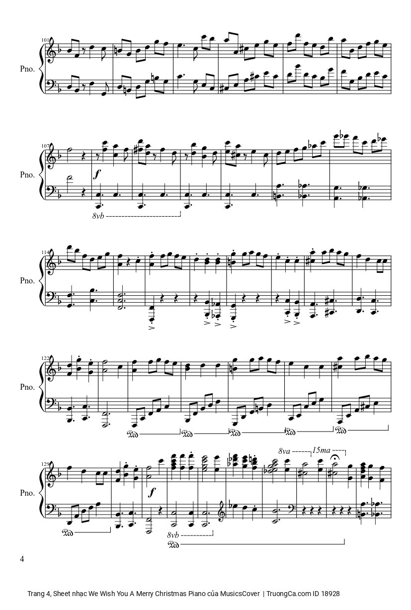 Page 4 of Sheet music PDF We Wish You A Merry Christmas Piano sheet - MusicsCover