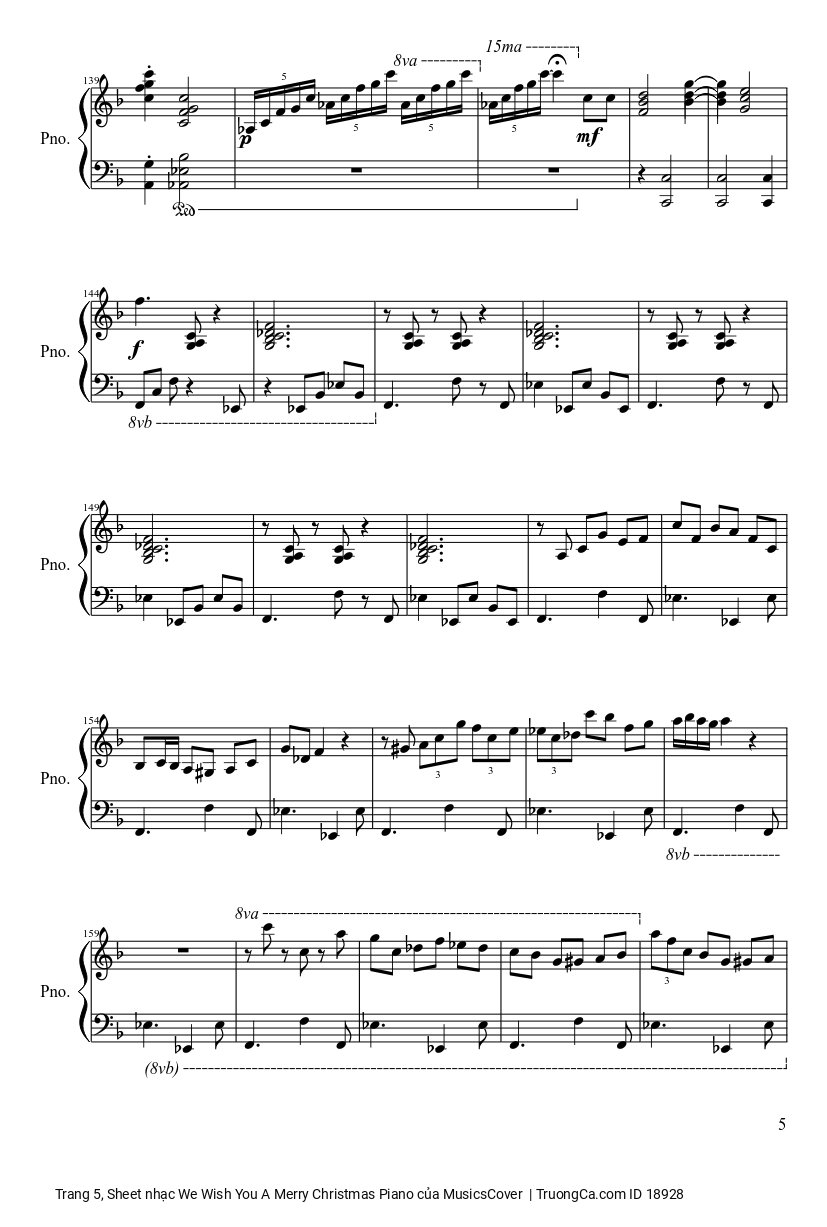 Page 5 of Sheet music PDF We Wish You A Merry Christmas Piano sheet - MusicsCover