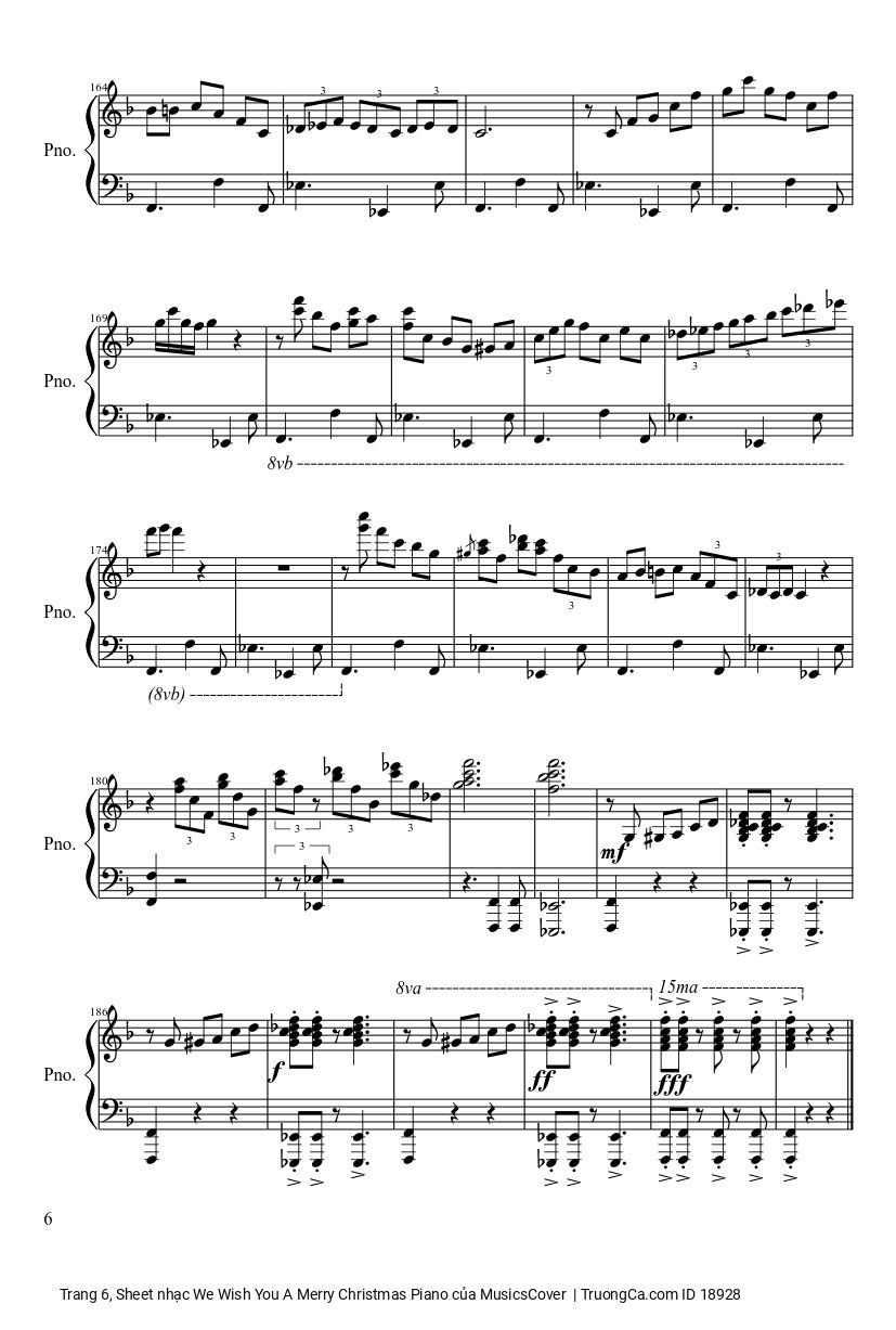 Page 6 of Sheet music PDF We Wish You A Merry Christmas Piano sheet - MusicsCover