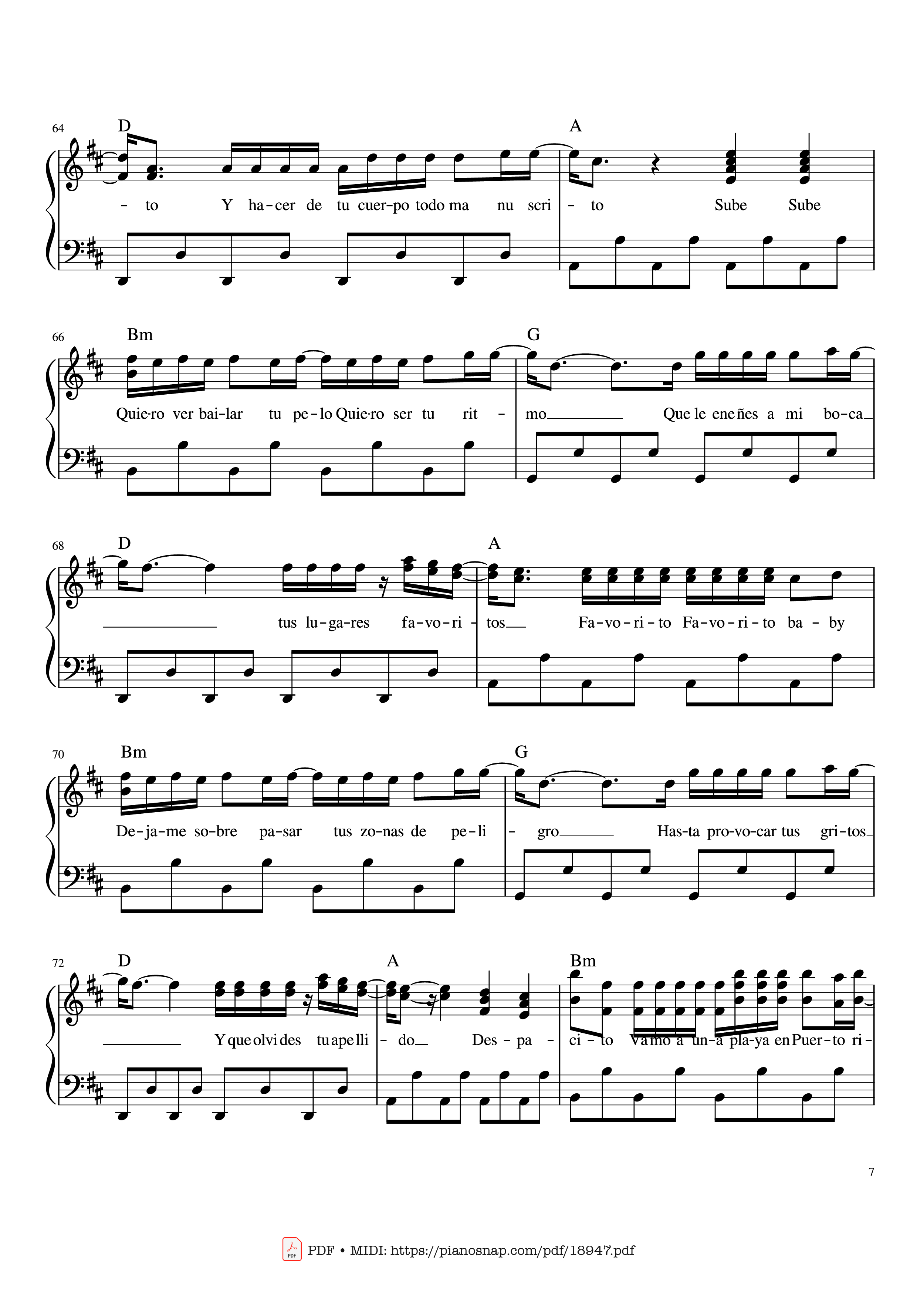 Page 7 of Sheet music PDF Piano Despacito Piano Sheet - Luis Fonsi ft. Daddy Yankee