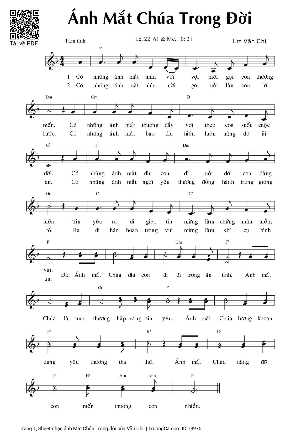 Sheet PDF of ánh Mắt Chúa Trong đời