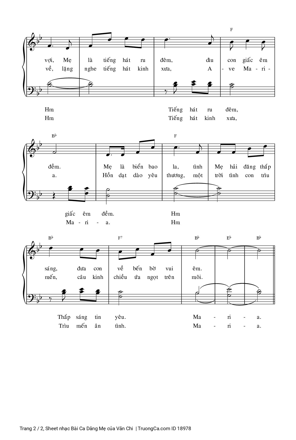 Page 2 of Sheet music PDF Bài Ca Dâng Mẹ - Văn Chi